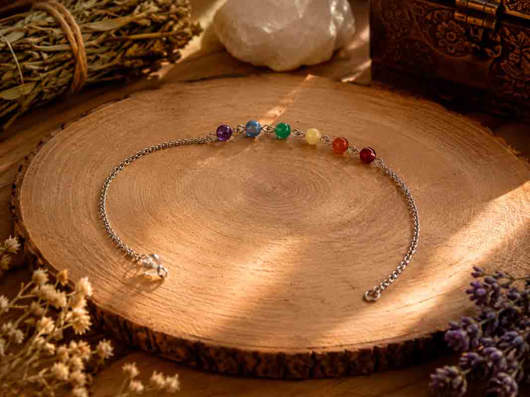 Cadena péndulo 7 chakras con minerales